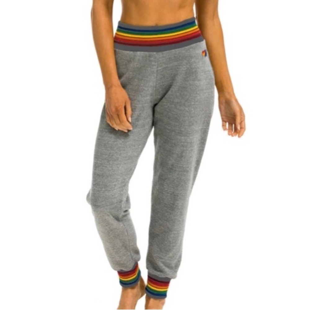 Aviator Nation/POCKETS - rare, rainbow design cuff sweats.EUC